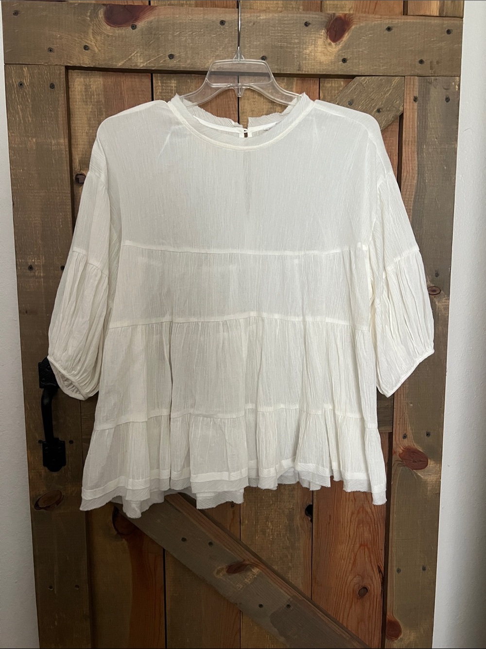 Cream Tiered Peasant Tunic Top by